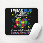 Oma Opa ich trage Blau für meinen Großmutter Autis Mousepad (Mit Mouse)