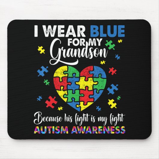 Oma Opa ich trage Blau für meinen Großmutter Autis Mousepad (Vorne)