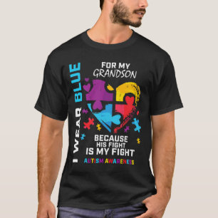Oma Opa ich trage Blau für meinen Großmutter Autis T-Shirt