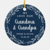 Oma & Opa Navy Blue Weihnachtsbild Keramik Ornament (Hinten)