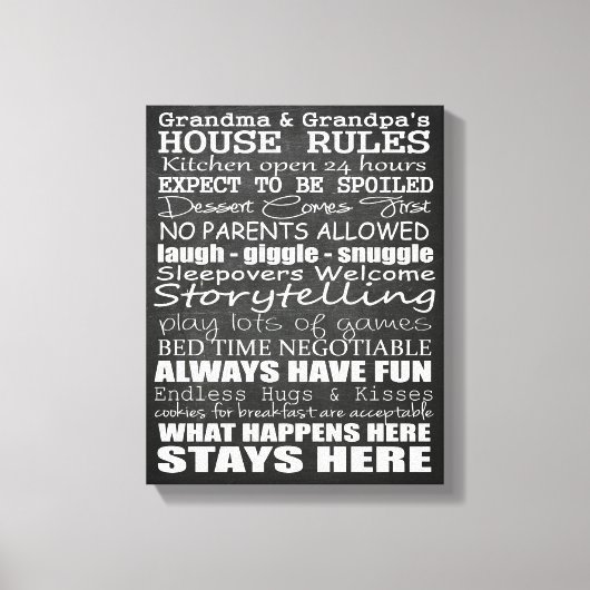 Oma & Opa's House Regeln 11x14 Leinwand (Vorderseite)