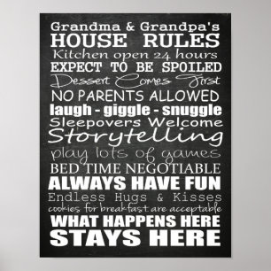 Oma & Opa's House Rules Poster Chalkboard
