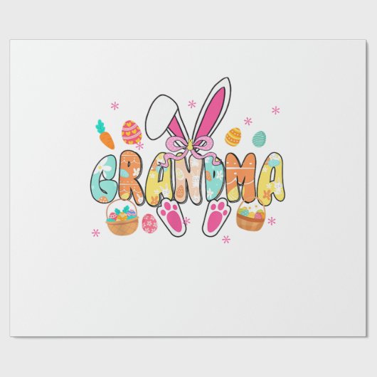 Oma Ostern Oma Kokette Hasenohren Eier Ba Geschenkpapier (Flach)