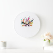 Oma Ostern Oma Kokette Hasenohren Eier Ba Große Wanduhr (Zuhause)