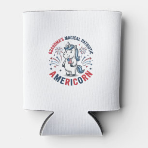 Oma patriotisches Americorn Einhorn-Shirt-Design_1 Dosenkühler