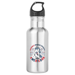 Oma patriotisches Americorn Einhorn Shirt Design_1 Edelstahlflasche