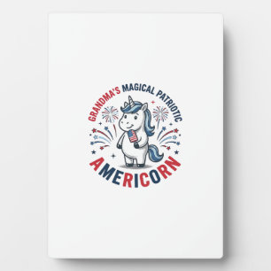 Oma patriotisches Americorn Einhorn-Shirt-Design_1 Fotoplatte