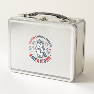 Oma patriotisches Americorn Einhorn Shirt Design_1 Metall Brotdose