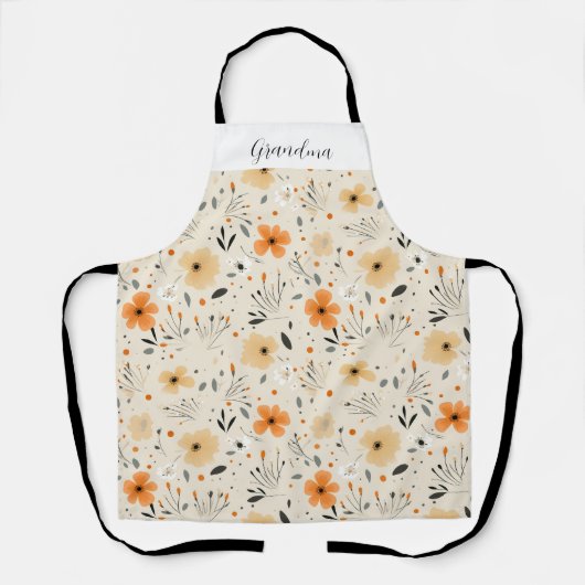 Oma Peach Floral Schürze (Vorderseite)