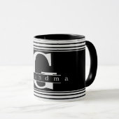 Oma Personalisiert Monogram Black & White Tasse (VorderseiteRechts)