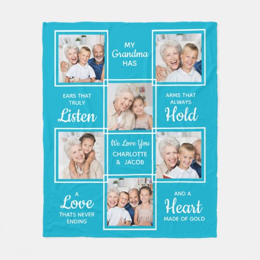 Oma Personalisiert Trendy 6 Foto Großmutter Fleecedecke (Vorderseite)
