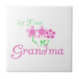 Oma Pink Blume zum ersten Mal Geschenke Fliese