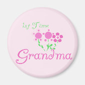 Oma-Pink-Blume zum ersten Mal Magnet (Vorne)