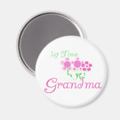 Oma-Pink-Blume zum ersten Mal Magnet (Vorderseite/Rückseite)