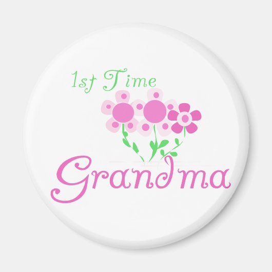 Oma-Pink-Blume zum ersten Mal Magnet (Vorne)