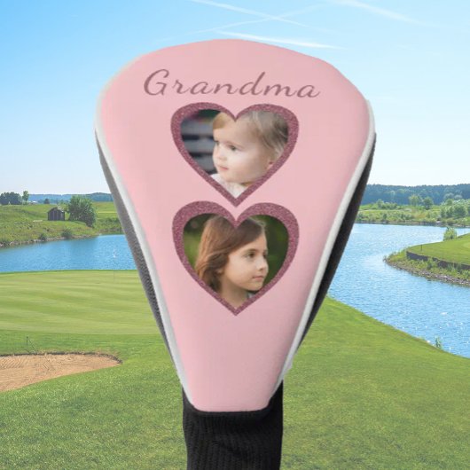 Oma Pink Herz 2 Enkel FotoCollage Golf Headcover