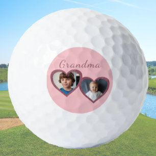Oma Pink Herz 2 Enkel FotoCollage Golfball