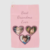 Oma Pink Herz 3 Großkinder FotoCollage Golfhandtuch (Vorderseite)