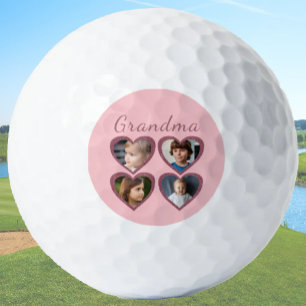 Oma Pink Herz 4 Großkinder FotoCollage Golfball