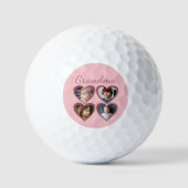 Oma Pink Herz 4 Großkinder FotoCollage Golfball (Vorderseite)