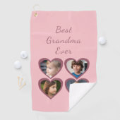 Oma Pink Herz 4 Großkinder FotoCollage Golfhandtuch (Insitu)