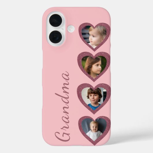 Oma Pink Herz Grandchildren FotoCollage Case-Mate iPhone Hülle (Rückseite)