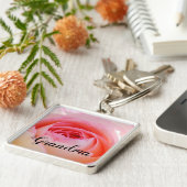 Oma Pink Rose Design Schlüsselanhänger (Seite)