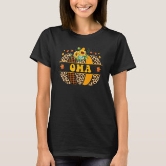 Oma Pumpkin Leopard Sonnenblumen Erntedank Herbst_ T-Shirt