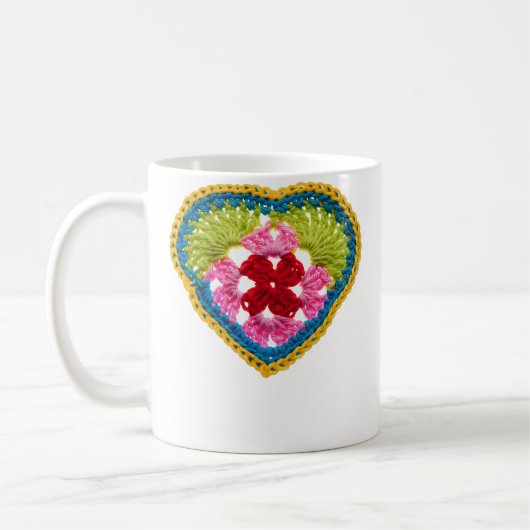 Oma-Quadrat-Herz-Häkeln Kaffeetasse (Links)