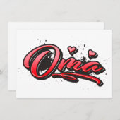 Oma red Heart Graffiti Karte Grußkarte (Vorne/Hinten)