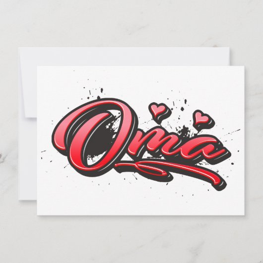 Oma red Heart Graffiti Karte Grußkarte (Vorderseite)