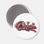 Oma red Heart Graffiti Magnet (Vorderseite/Rückseite)