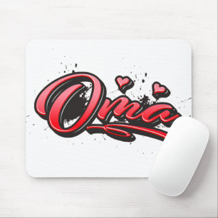 Oma red Heart Graffiti Mousepad