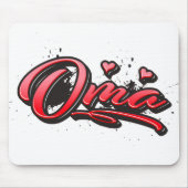 Oma red Heart Graffiti Mousepad (Vorne)