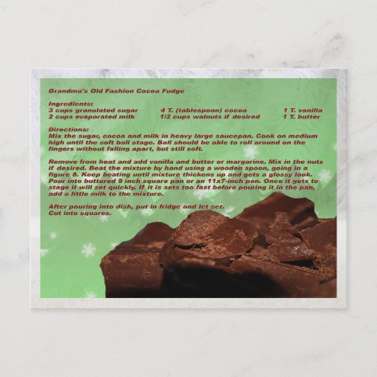 Oma-Rezept der alten Mode Postkarte (Vorderseite)