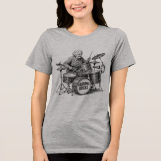 Oma rockt | Lustige Oma Schlagzeugerin Vintage Roc Tri-Blend Shirt