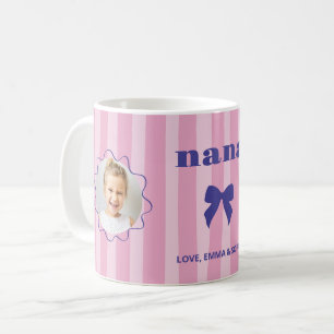 Oma Rosa Streifen mit Fotos und kokettem Bogen Kaffeetasse
