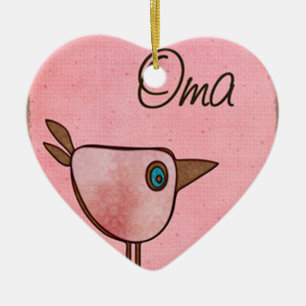 Oma rosa wunderlicher Vogel Keramikornament