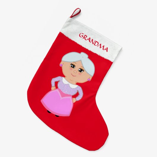 Oma Rot Großer Weihnachtsstrumpf (Vorderansicht (hängend))