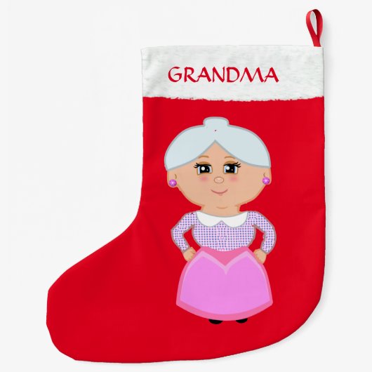 Oma Rot Großer Weihnachtsstrumpf (Rückseite)