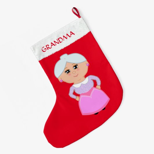 Oma Rot Großer Weihnachtsstrumpf (Rückseite (Hängend))