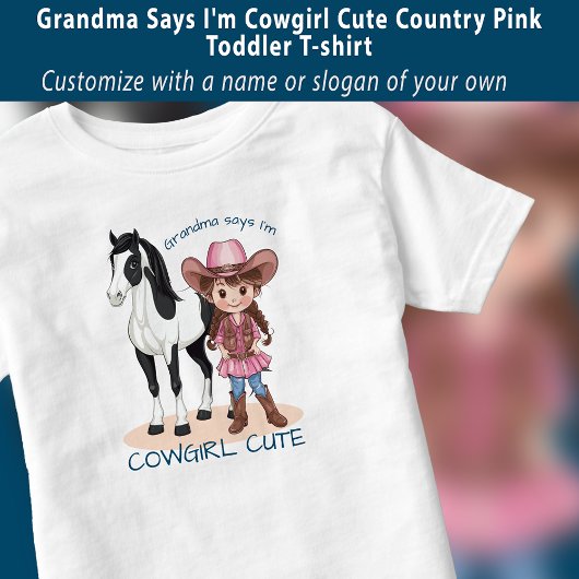 Oma sagt, ich bin Cowgirl Niedlich Country Pink Kleinkind T-shirt