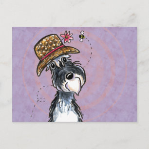 Oma Schnauzer Blumenhut Off-Leash Art™ Postkarte
