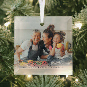 Oma-Schrift-Overlay   Wir lieben dich Ornament Aus Glas