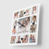 Oma Script Family Memory Foto Grid Collage Quadratische Wanduhr (Winkel)