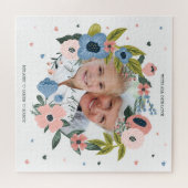 Oma Script Typografic Floral Wreath & Foto Puzzle (Horizontal)