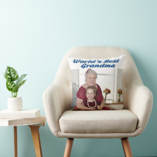 Oma Sea Blue Typografy Foto Kissen