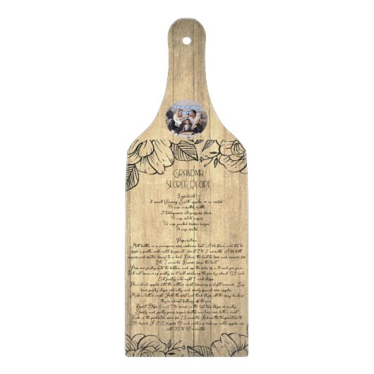 Oma Secret Recipe Familie Foto Keepake Schneidebrett (Vorderseite)