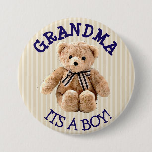Oma, sein Baby-Showknopf "Boy Teddy Bear" Button