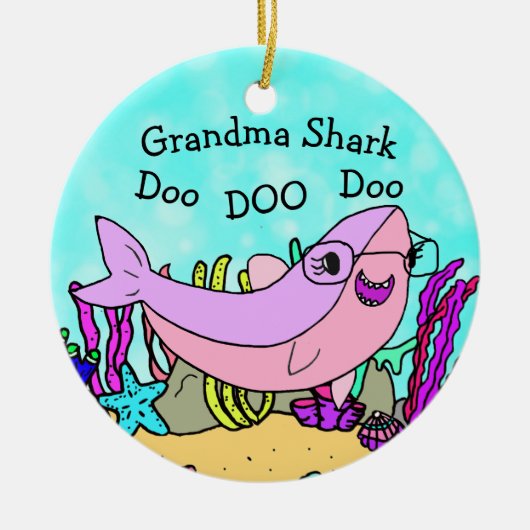 Oma Shark Familie Weihnachtsschmuck (Vorne)